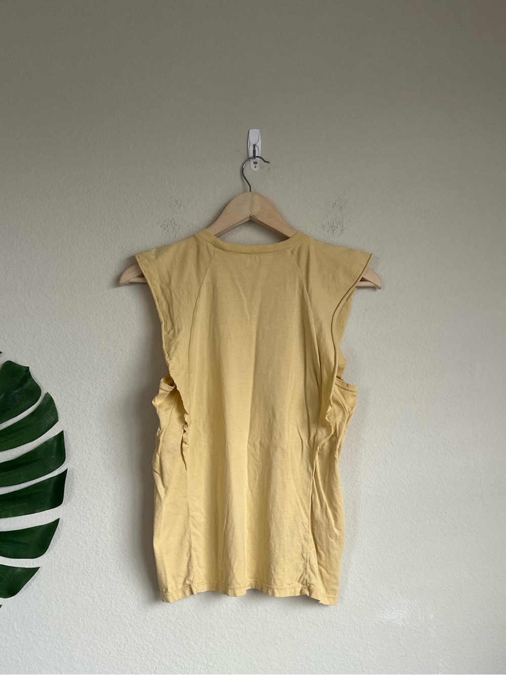 Frame Cotton Flutter Sleeve Summer Tee Muscle Tank in Cornsilk - Picture 8 of 9